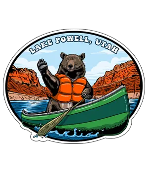Colorful Lake Powell bear art sticker from Emerald City Decoration