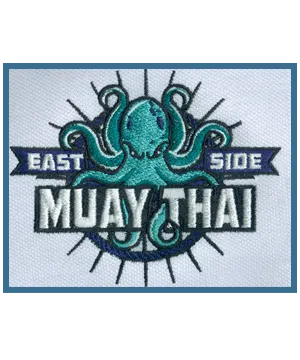 Expressive octopus logo embroidery for martial arts club